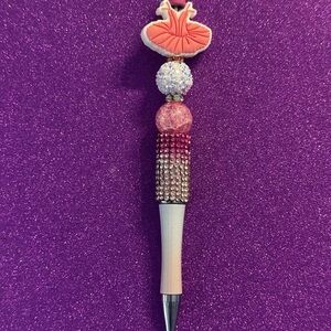 Tutu, Ballerina Pink and White Beaded Pen - Handmade